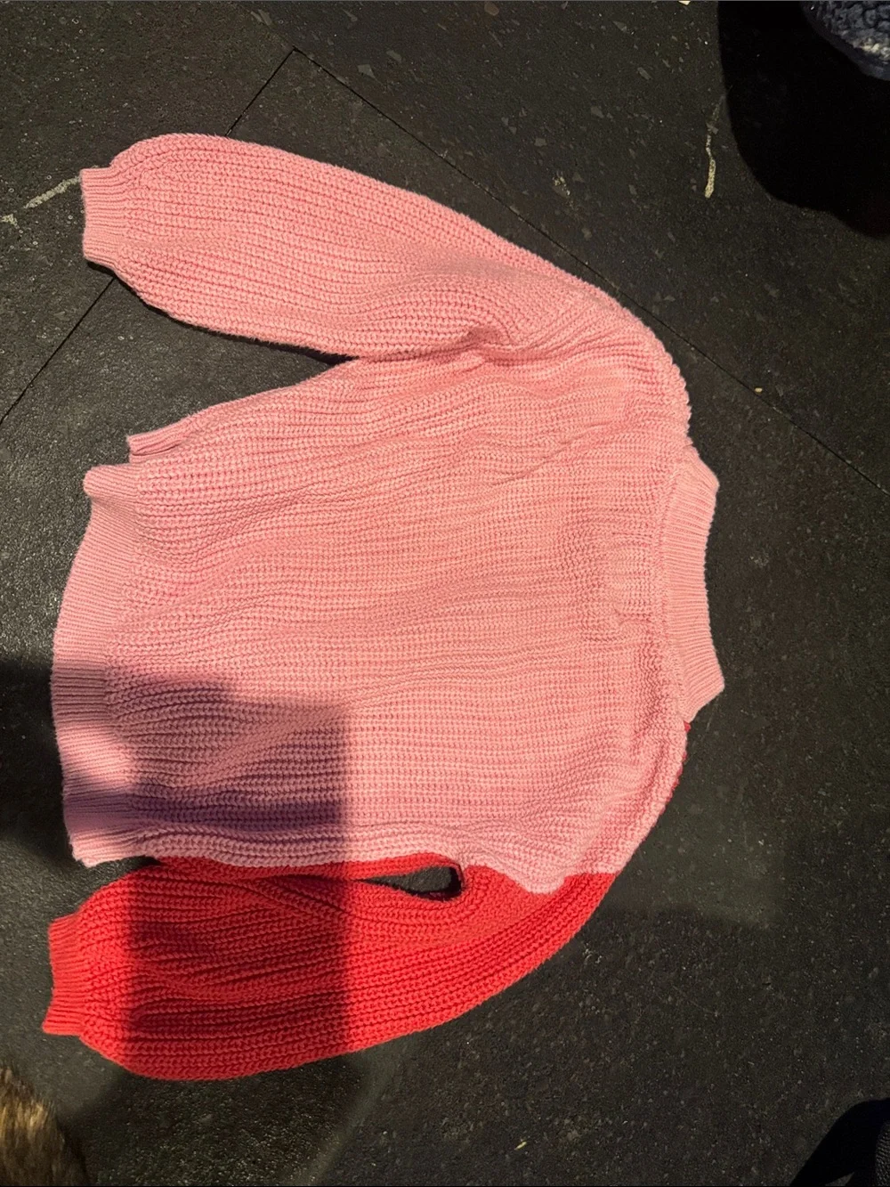 Old Navy Pink and Red Heart Colorblock Crewneck Sweater